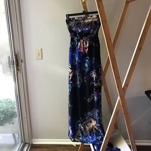 Strapless Flower Maxi Dress